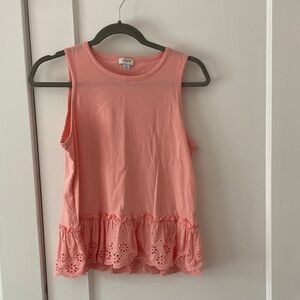 J. Crew Factory Pink Tank Top with Eyelet Hem